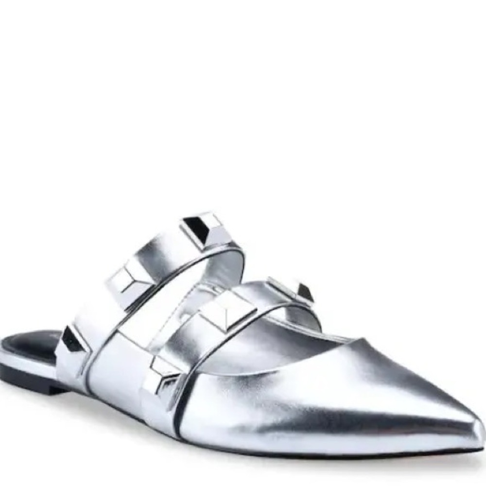 Marc Fisher Silver Searli Studded Mules